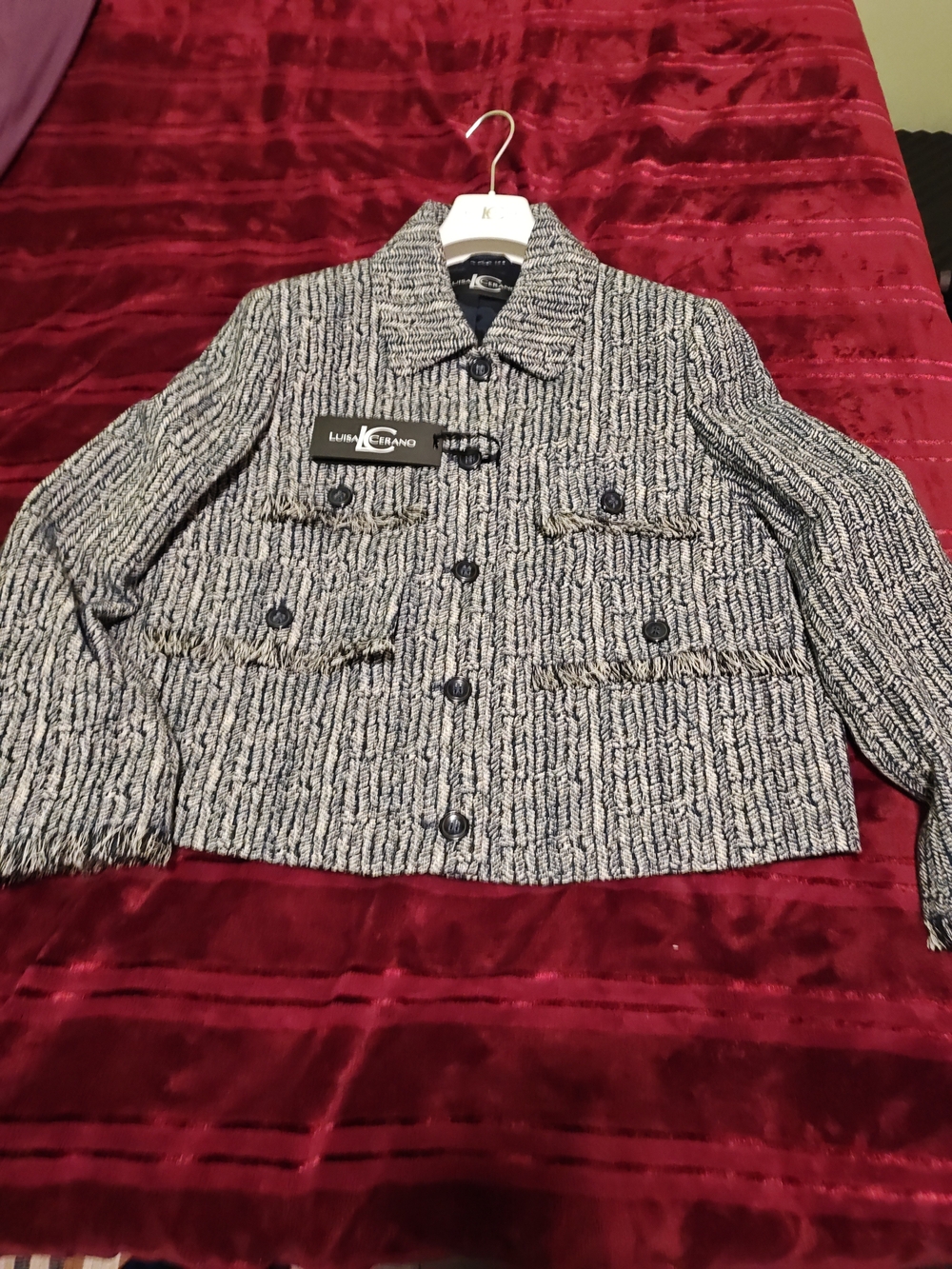 RIANI Black and White Textured Tweed Jacket 14